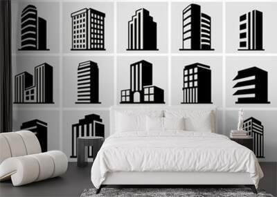 cityscape set of buldings. city landscape line vector illustration. Vector icon. Wall mural