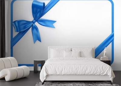 Gift Card with Blue Gift Bow Wall mural