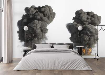 fire and smoke on white background  Wall mural