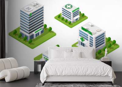 Hospital Isometric 3d Building Wall mural