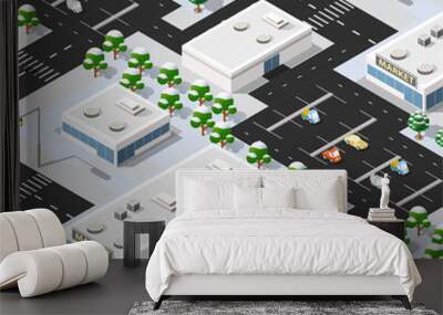 Isometric 3d street downtown architecture district part Wall mural