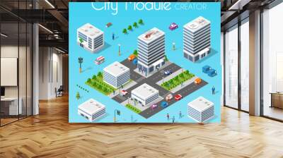 Isometric set module city Wall mural