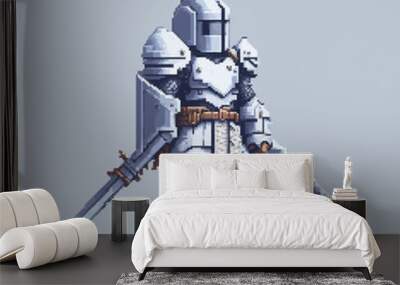 Knight warrior pixel art character for 8-bit video game background Wall mural