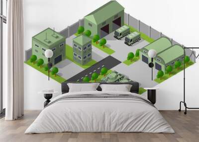 Module base camp object element for building design army armed Wall mural