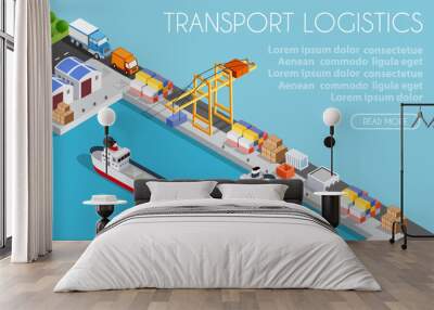 Port cargo ship transport logistics Wall mural