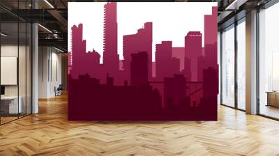 Silhouette of city structure downtown urban modern street of architecture with a building, tower, skyscraper. Cityscape  skyline landscape  background for business concept illustration Wall mural