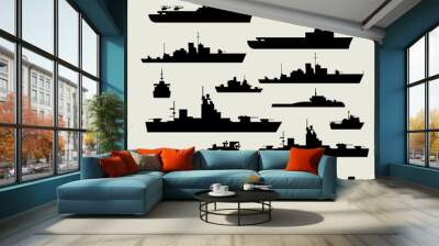 silhouettes of warships Wall mural