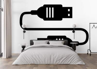 The cable USB single silhouette icon for design Wall mural