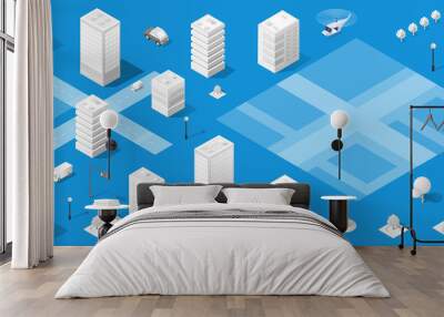 The isometric city with skyscraper Wall mural