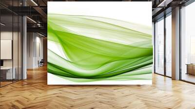 Alpine green wave abstract, cool and calming alpine green wave flowing on a white background. Wall mural