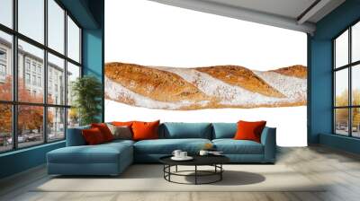 fresh baked baguette on white background Wall mural