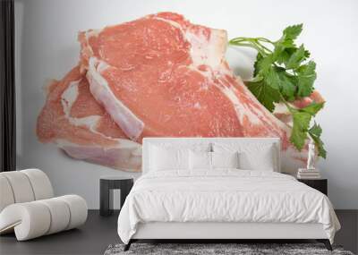 raw veal chopped on a white background Wall mural