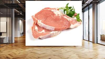 raw veal chopped on a white background Wall mural