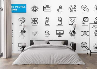 Simple Set of Business People, human resources, office management - thin line web icon. Wall mural