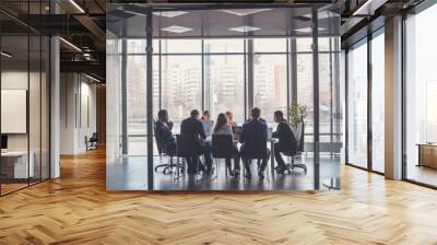 Group of business people with businessman leader on foreground Wall mural