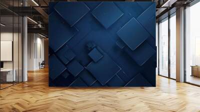 Modern dark blue squares design background Wall mural