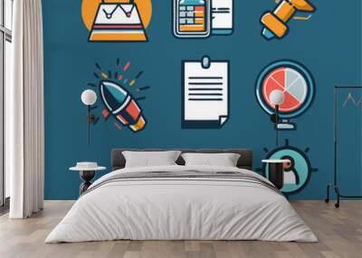 sheet Icons of business training and workshops Wall mural