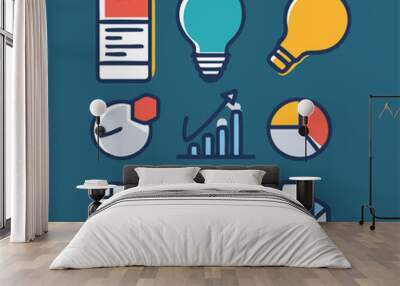 sheet Icons of business training and workshops Wall mural