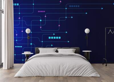 Abstract geometric with connected lines and dots. Big data visualization, network connection, social networking and digital communication technology concept background. Wall mural