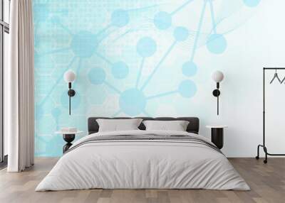 Abstract hexagon shapes with molecular structure for medical, chemistry and science concept background. Wall mural