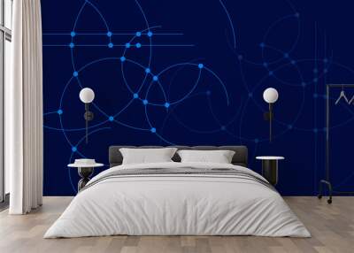 Abstract lines and circle futuristic data network or digital communication technology concept background Wall mural