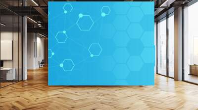 Abstract medical background design. Hexagonal shapes molecular structure for medicine, chemistry, science and technology background. Wall mural