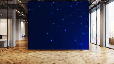 Abstract technology with hexagonal molecule background. Genetic and chemical compound system. Scientific, chemistry and medical innovation concept background. Wall mural