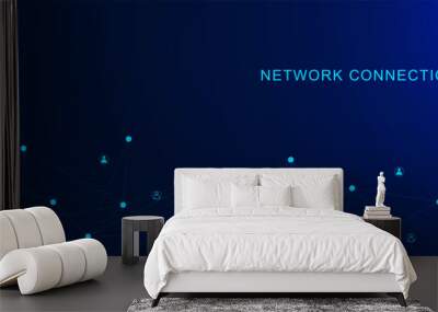 customer network connection concept with connecting dots and lines and people icons. global communic Wall mural