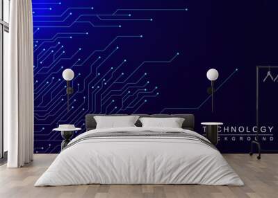 High technology digital data concept with futuristic circuit board. Network connection, global communication and science background. Wall mural