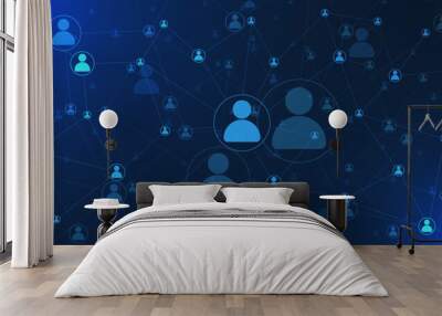 Human connection, social network, global business and communication technology background design. Abstract people connection concept. Wall mural