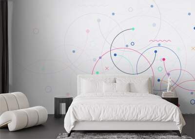 Plexus circles connection with connecting dots and lines for global communication, big data visualization, science and technology background design. Wall mural