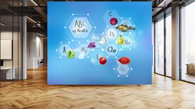 ABC of Health. Minerals and vitamins Wall mural