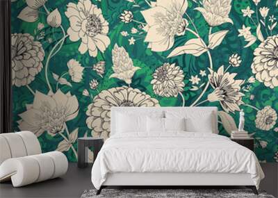 Floral seamless original pattern in vintage paisley style Wall mural