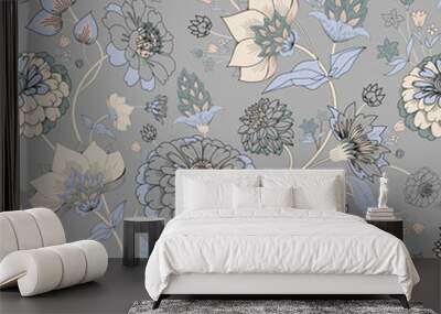 Floral seamless original pattern in vintage paisley style Wall mural