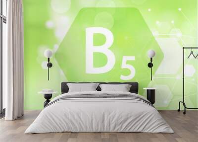 Vitamin B5. Abstract green background. Wall mural