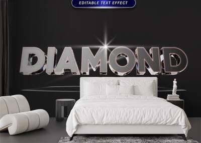 Luxury diamond text.  silver blink font effect. editable style font text. mockup text effect Wall mural