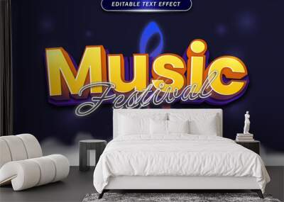 Music festival text effects template with neon style. Suitable for logos, social media and banners. Wall mural