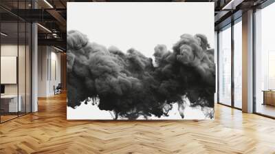 A dramatic plume of black smoke rising against a plain white background Wall mural