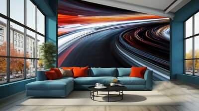 Abstract Light Trails of a Car Driving at Night Wall mural