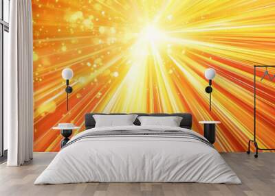 Background featuring radiating light rays in yellow and orange Wall mural