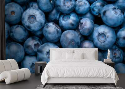 Close-Up Macro Photography of Fresh Blueberries Wall mural