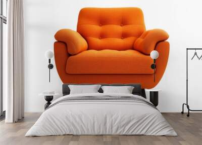 Orange armchair isolated on a white background Wall mural