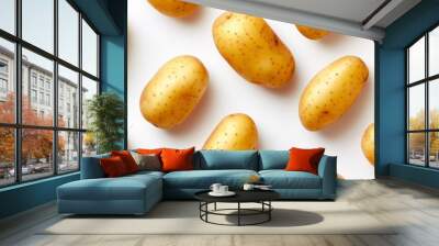 Pattern formed by potatoes against a white background Wall mural