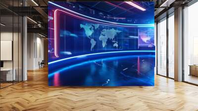 Sophisticated news studio backdrop designed for TV shows Wall mural