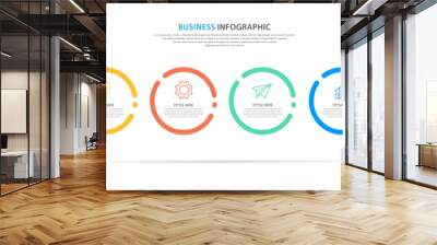 business infographic template, flat design with icon and 4 option or step, vector eps 10 Wall mural