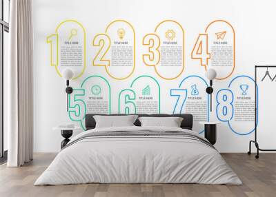 business infographic template, thin line design with numbers 8 option or step, vector eps 10 Wall mural