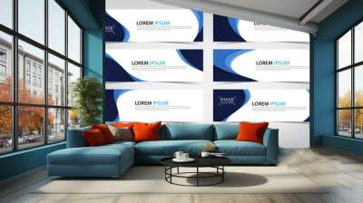 set of abstract blue banner template with wave theme, vector illustration Wall mural