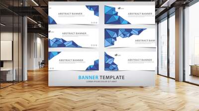 set of six abstract blue web banner templates, vector illustration Wall mural