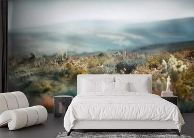 abstract landscape with blurred out of focus elements, bringing attention to the details, created with generative ai Wall mural