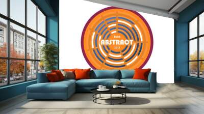 Abstract orange round vintage isolated label. Creative and dynamic conceptual badge, geometric shape vector illustration Wall mural